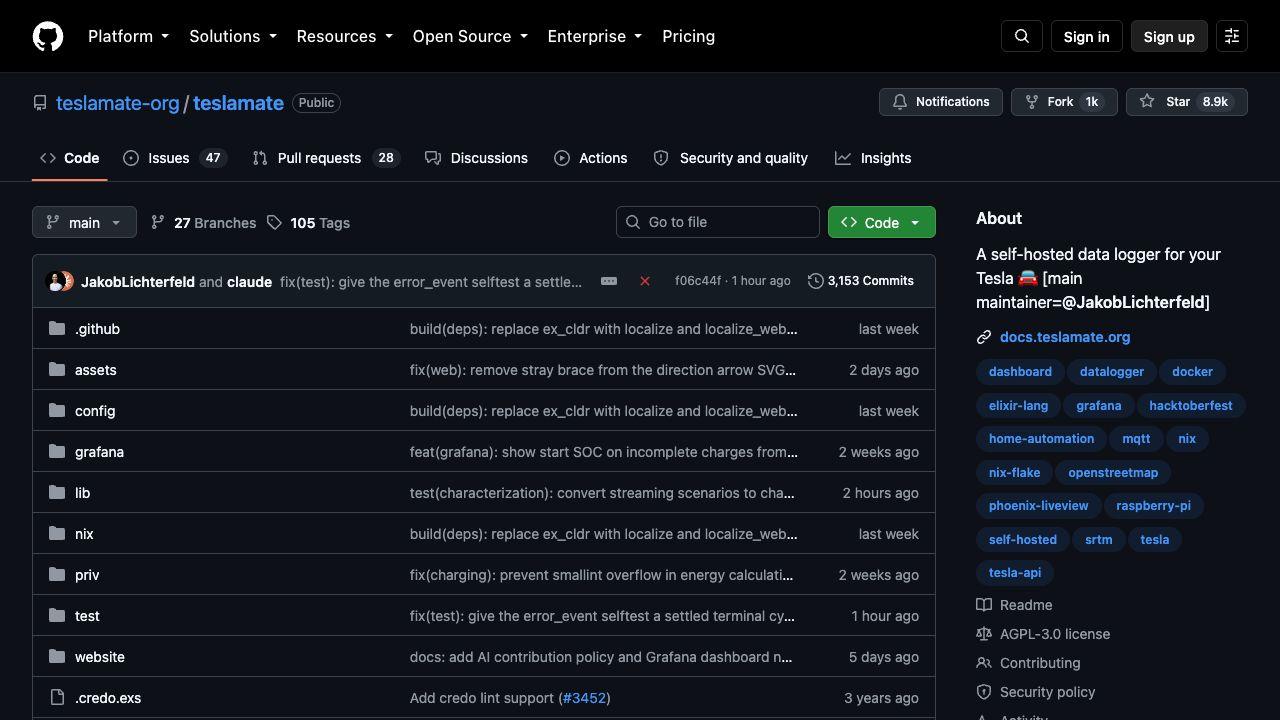 TeslaMate 官方 GitHub 專案頁
