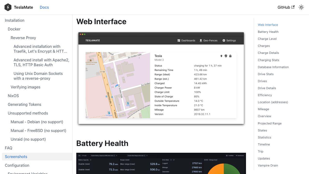 TeslaMate 官方 Web Interface